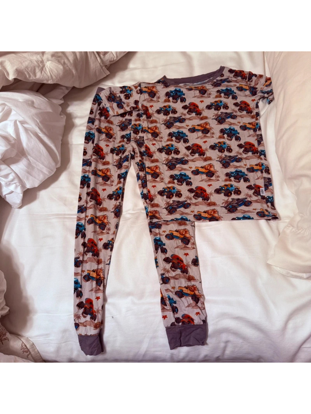 Fletch monster truck tropical two piece short sleeve pajamas